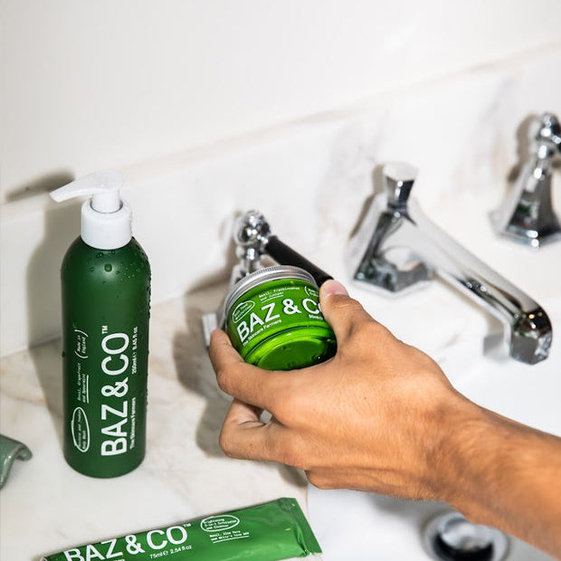 Baz and Co mens moisturizer body wash and cleanser