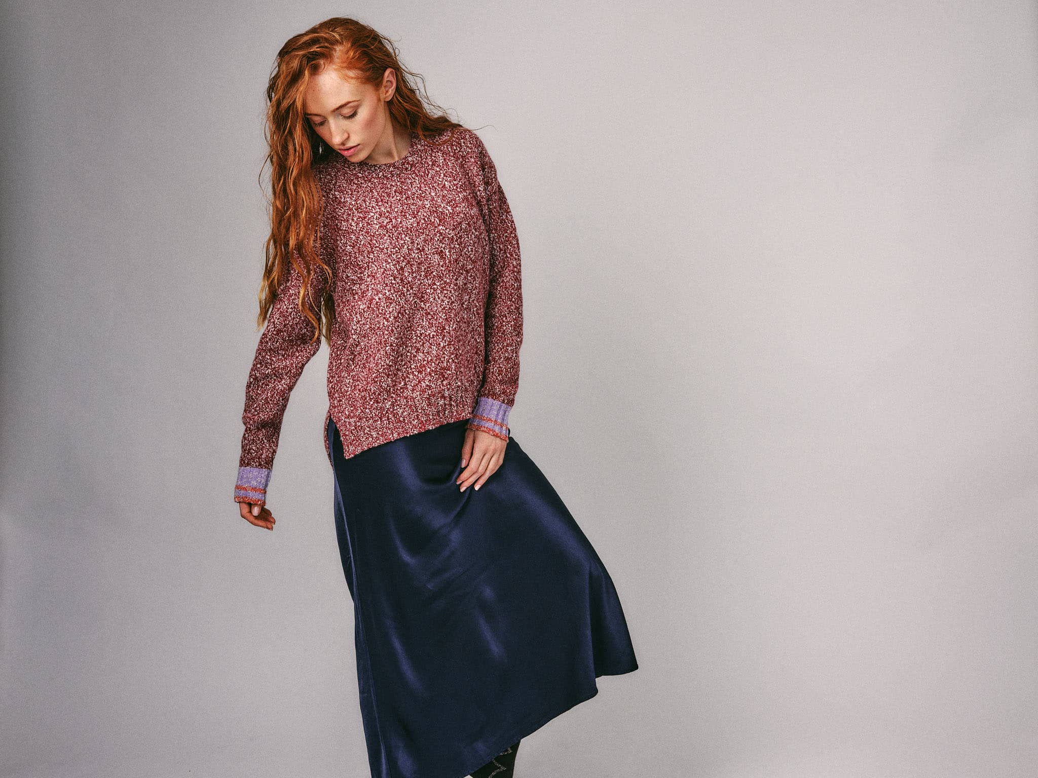 Brook Textured Marl Sweater Red Genevieve Sweeney