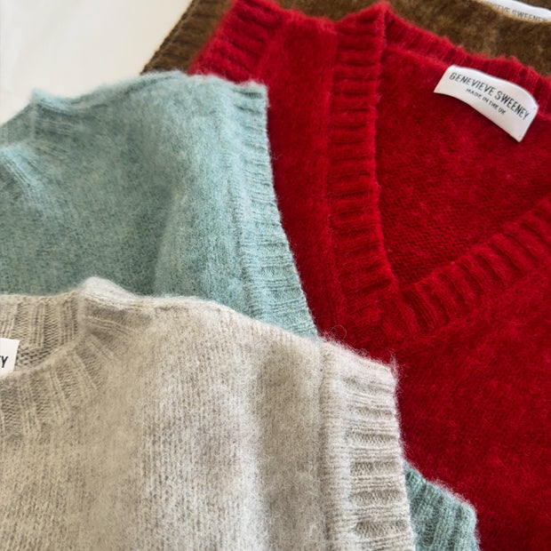 Genevieve Sweeney Brushed wool knitted vests spring red