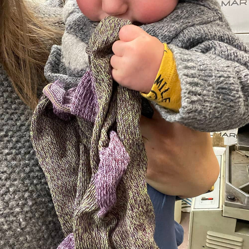 baby in the knitting factory