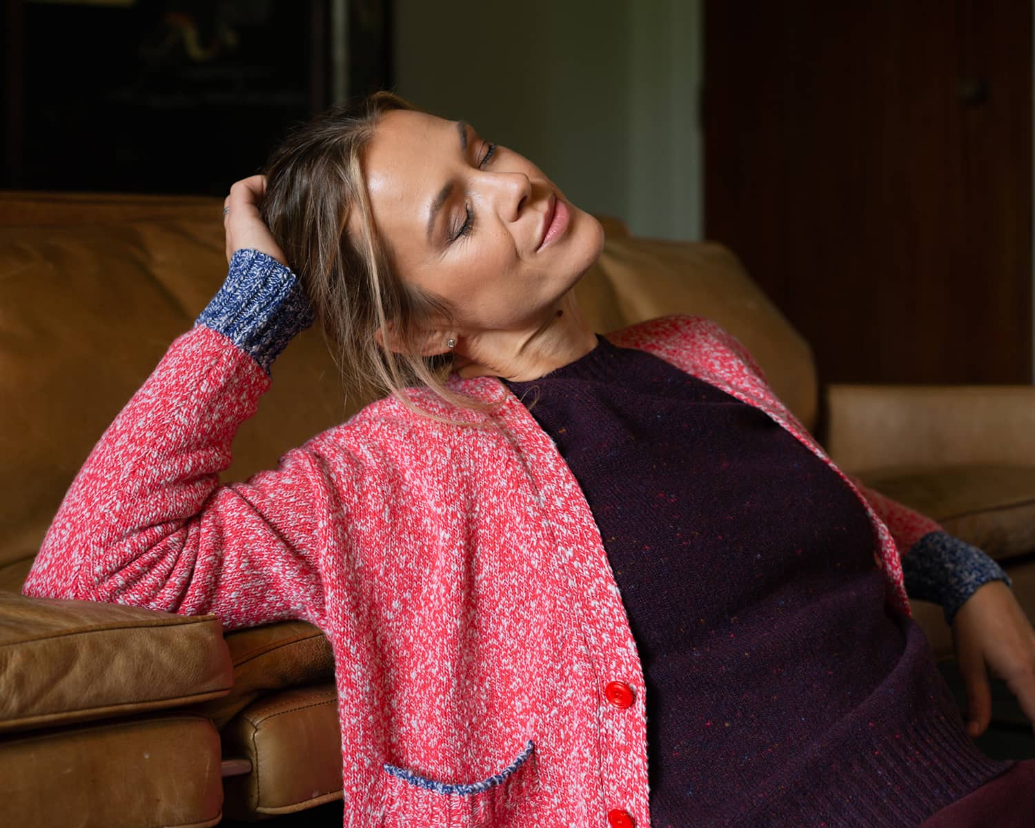 Lea Slouched Lambswool Cardigan Pink