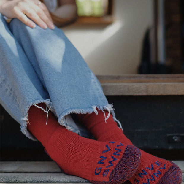 Genevieve Sweeney Walking Socks Merino Wool Bright Red marl