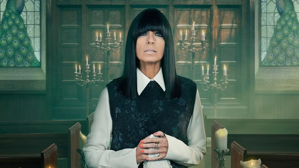 Claudia Winkleman in GS: Meet the Lin Vest from Celebrity Traitors