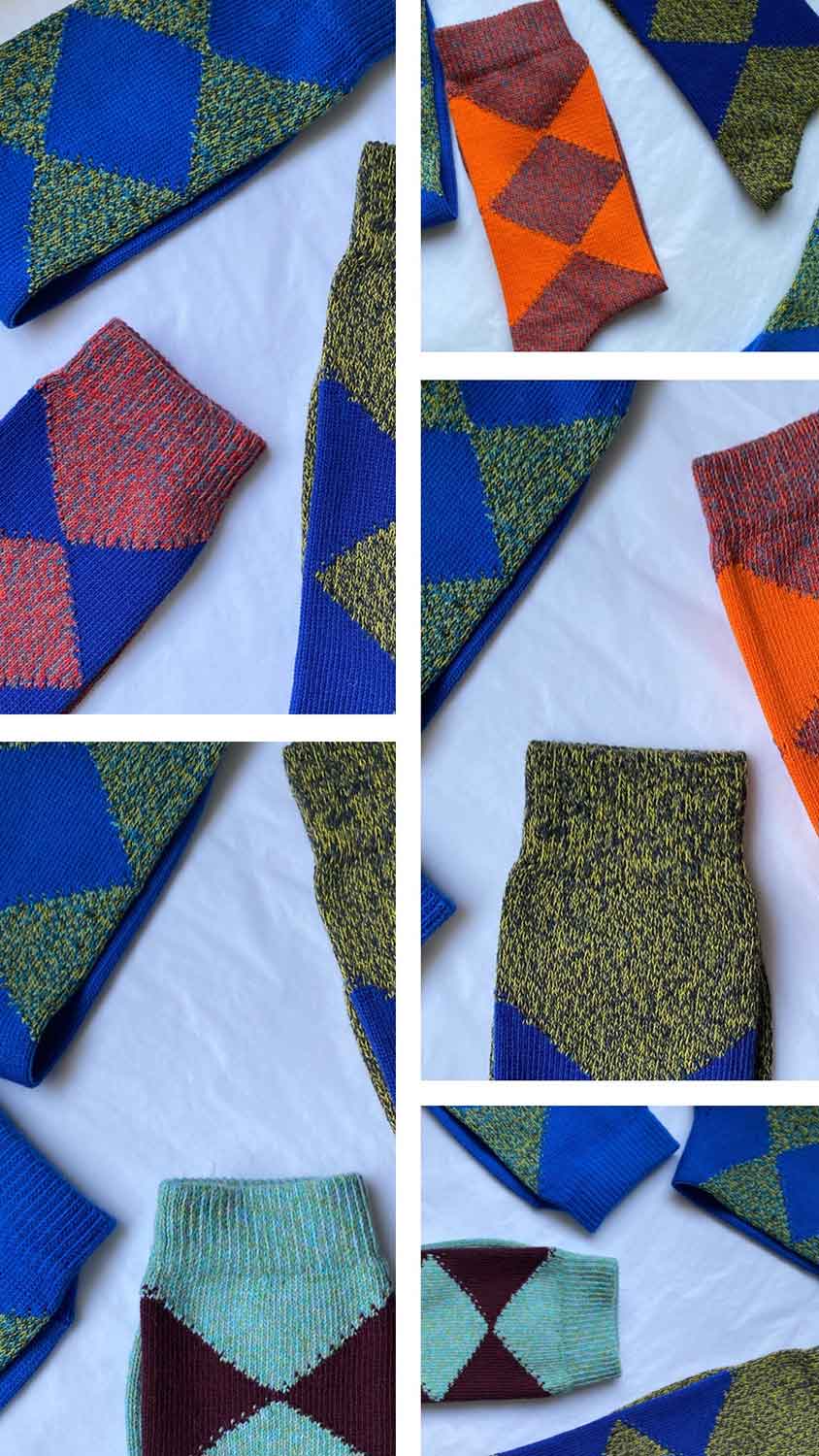 Samar Argyle Merino Wool Socks in various colors