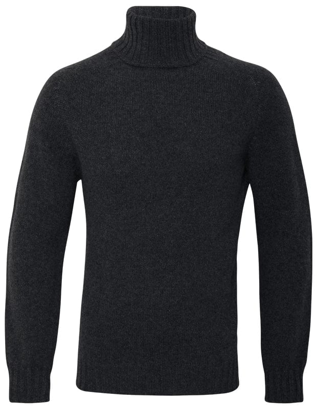Aden Roll neck Lambswool Sweater Charcoal Genevieve Sweeney