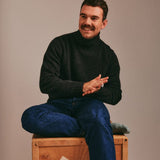 Aden Roll neck Lambswool Sweater Charcoal Genevieve Sweeney