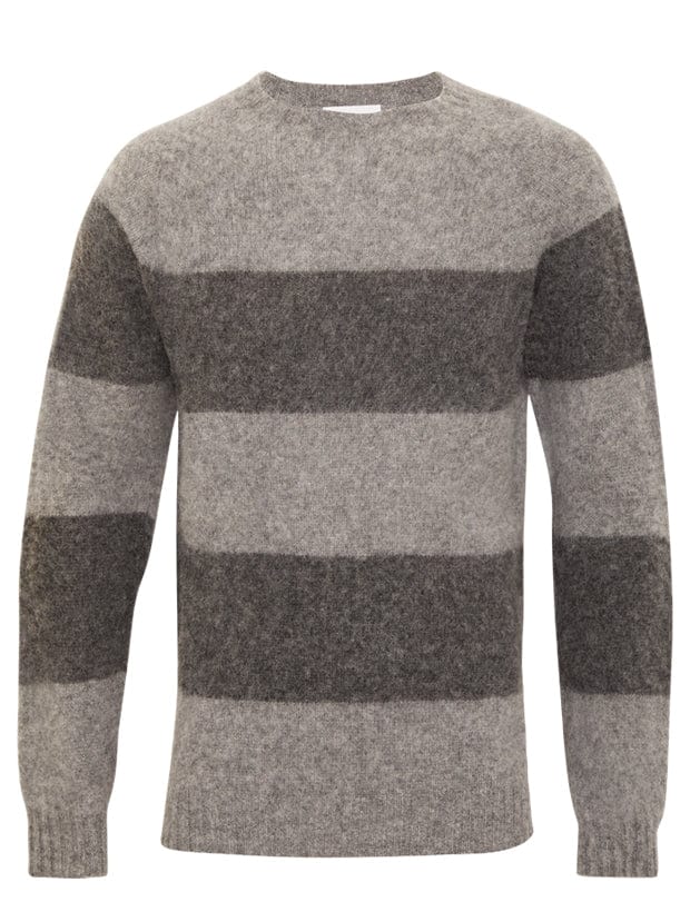 Alford Brushed Wool Stripe Sweater Grey Melange Genevieve Sweeney