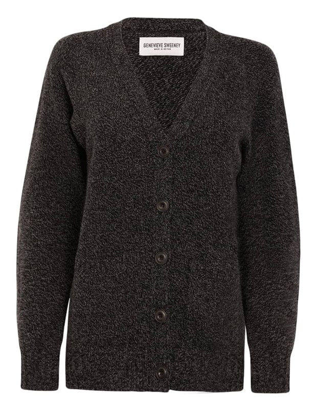 Alva Cardigan Lambswool Charcoal Genevieve Sweeney