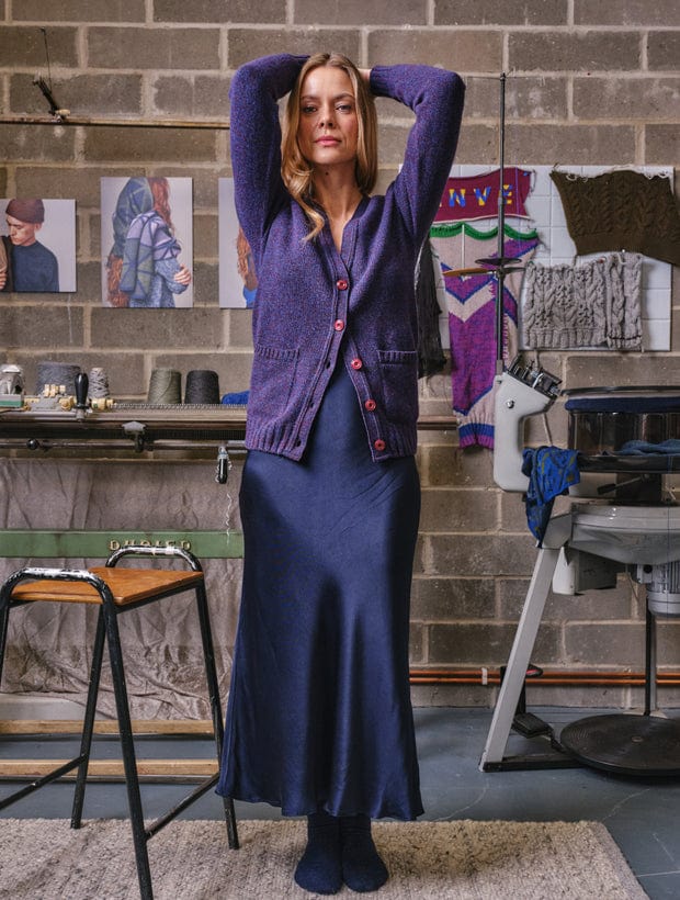 Alva Cardigan Lambswool Indigo Genevieve Sweeney