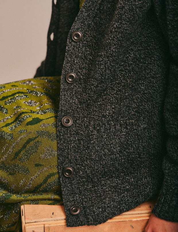 Alva Cardigan Lambswool Charcoal Genevieve Sweeney