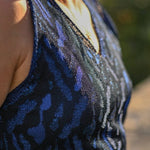 Aria Knitted Vest Viscose Jacquard Navy Genevieve Sweeney
