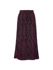 Aria Viscose Jacquard Skirt Burgundy Genevieve Sweeney