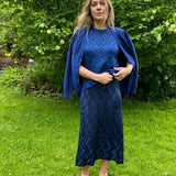 Aria Knitted T-shirt Viscose Jacquard Blue Genevieve Sweeney