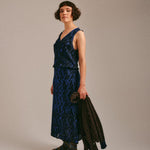Aria Knitted Vest Viscose Jacquard Navy Genevieve Sweeney