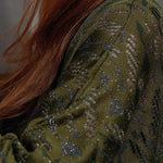 Aster Jacquard Lace Knitted Long Cardigan Olive Genevieve Sweeney
