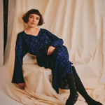 Aster Jacquard Knitted Dress Navy Genevieve Sweeney