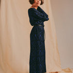 Aster Jacquard Knitted Dress Navy Genevieve Sweeney