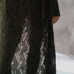 Aster Jacquard Lace Knitted Long Cardigan Olive Genevieve Sweeney