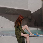 Aster Jacquard Lace Knitted Long Cardigan Olive Genevieve Sweeney
