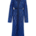 Aster Jacquard Lace Knitted Long Cardigan Blue Genevieve Sweeney
