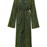 Aster Jacquard Lace Knitted Long Cardigan Olive Genevieve Sweeney