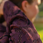 Aster Jacquard Lace Knitted Long Cardigan Burgundy Genevieve Sweeney