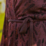 Aster Jacquard Lace Knitted Long Cardigan Burgundy Genevieve Sweeney