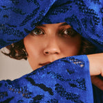 Aster Jacquard Lace Knitted Long Cardigan Blue Genevieve Sweeney