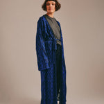 Aster Jacquard Lace Knitted Long Cardigan Blue Genevieve Sweeney