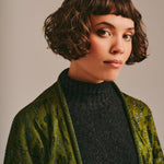 Aster Jacquard Lace Knitted Long Cardigan Olive Genevieve Sweeney