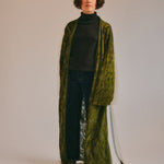 Aster Jacquard Lace Knitted Long Cardigan Olive Genevieve Sweeney