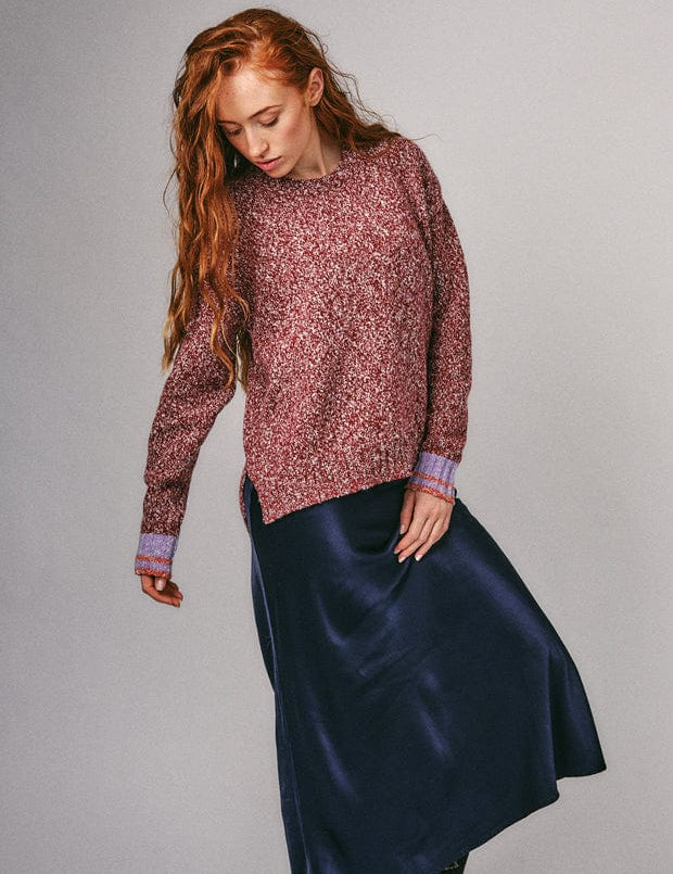 Brook Sweater Textured Lambswool Red Genevieve Sweeney
