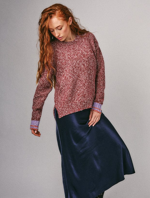 Brook Sweater Textured Lambswool Red Genevieve Sweeney