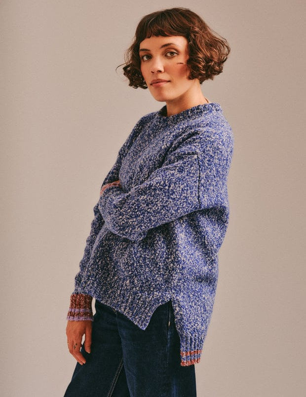 Brook Sweater Textured Lambswool Blue Genevieve Sweeney