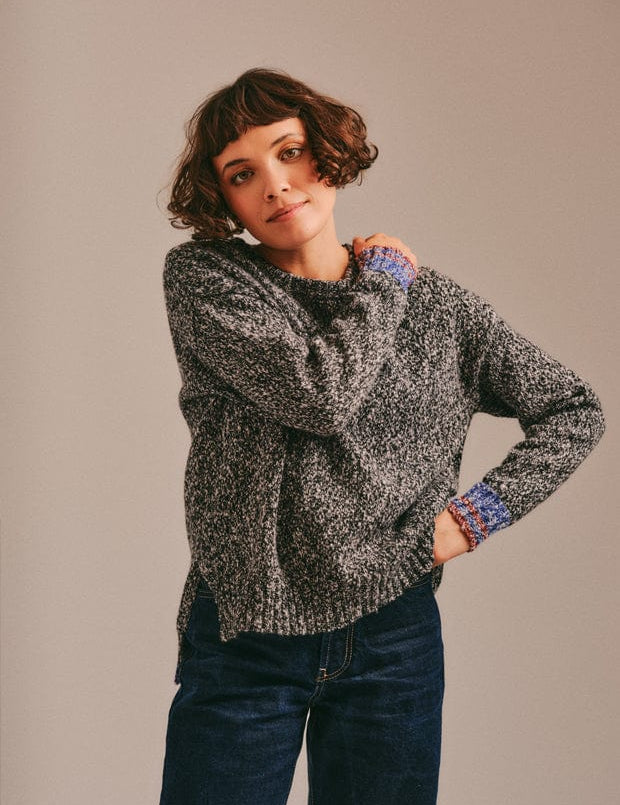 Brook Sweater Textured Lambswool Charcoal Genevieve Sweeney