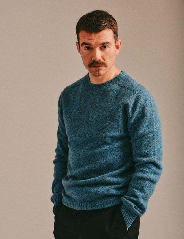 Ellon Lambswool Sweater Azure Marl Genevieve Sweeney