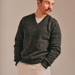 Ellon V neck Lambswool Sweater Charcoal Marl Genevieve Sweeney