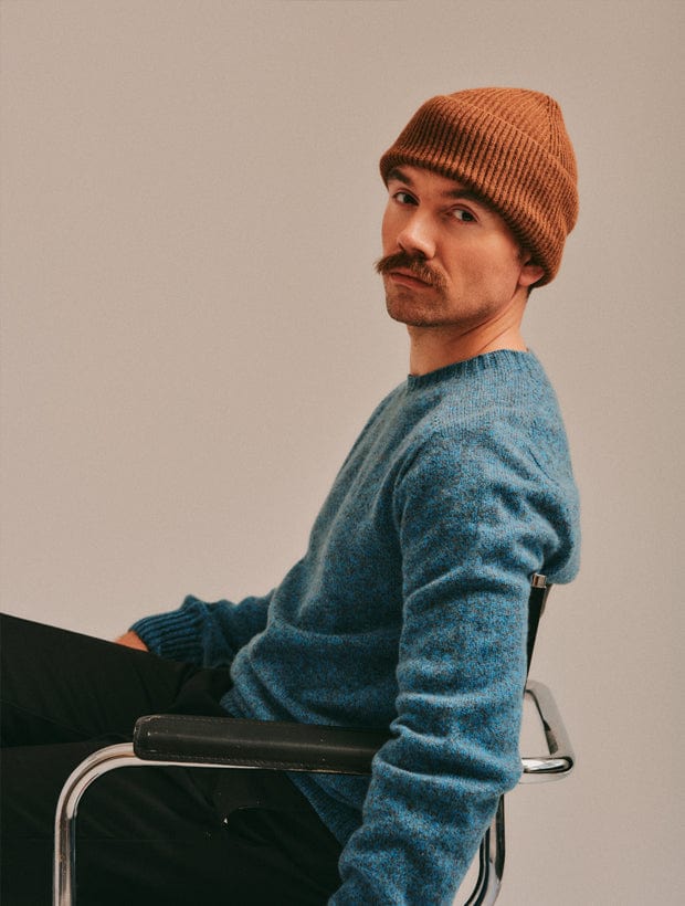 Ellon Lambswool Sweater Azure Marl Genevieve Sweeney