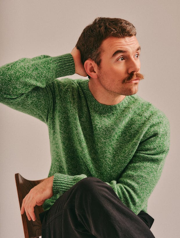 Ellon Lambswool Sweater Green Marl Genevieve Sweeney