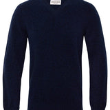 Ellon V neck Lambswool Sweater Navy Marl Genevieve Sweeney