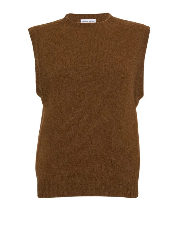 Laide Brushed Wool Knitted Vest Nutmeg Brown Genevieve Sweeney