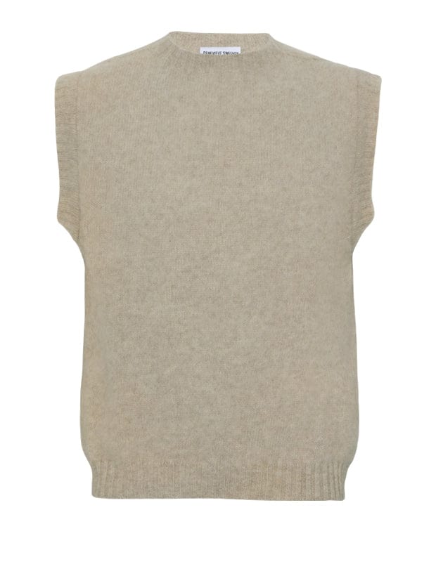 Laide Brushed Wool Knitted Vest Men Putty Genevieve Sweeney