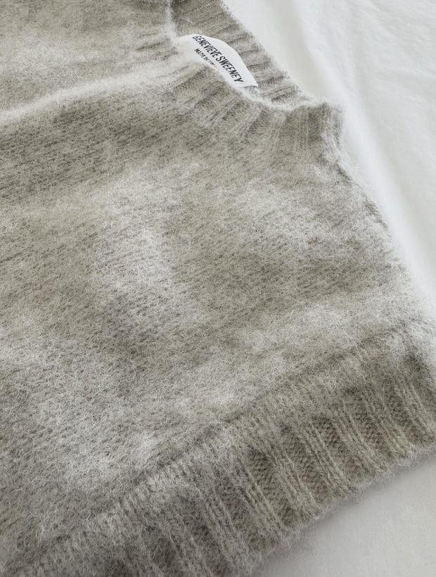 Laide Brushed Wool Knitted Vest Men Putty Genevieve Sweeney