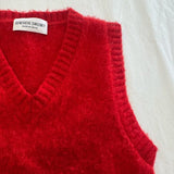 Laide V-neck Brushed Wool Knitted Vest Bright Red Genevieve Sweeney