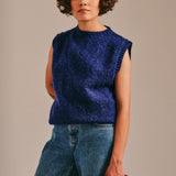 Laide Brushed Wool Knitted Vest Navy Genevieve Sweeney