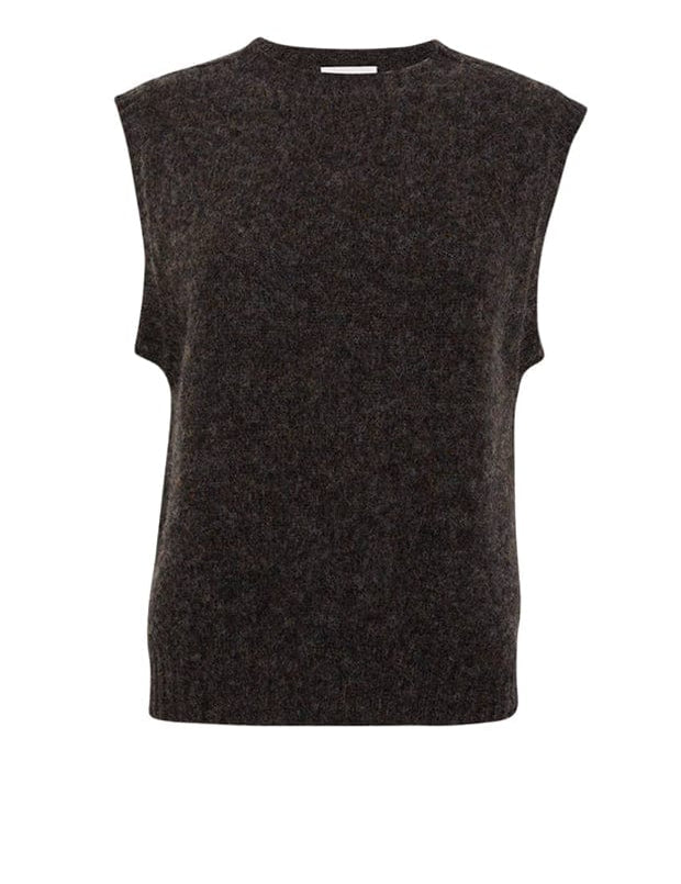 Laide Brushed Wool Knitted Vest Charcoal Genevieve Sweeney