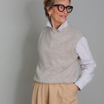 Laide Brushed Wool Knitted Vest Putty Melange Genevieve Sweeney