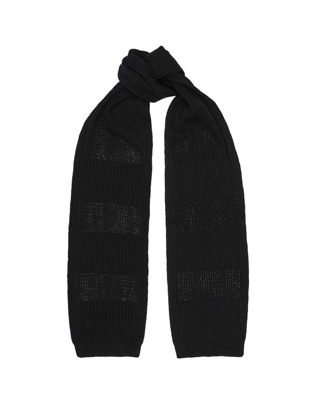Textured Stitch Wool Viscose Scarf Black Genevieve Sweeney