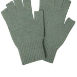 Fingerless Lambswool Gloves Soft Green Genevieve Sweeney