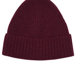 Lambswool Ribbed Beanie Burgundy Melange Genevieve Sweeney